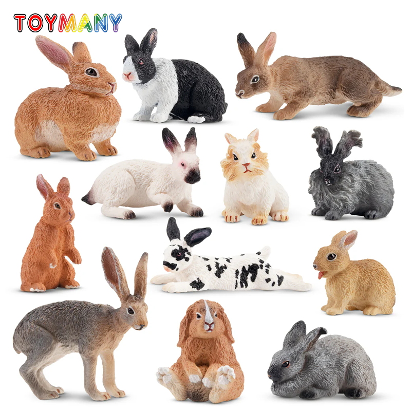 Kids Toys Variety - 12Pcs Simulation Rabbit Farm Animal Model