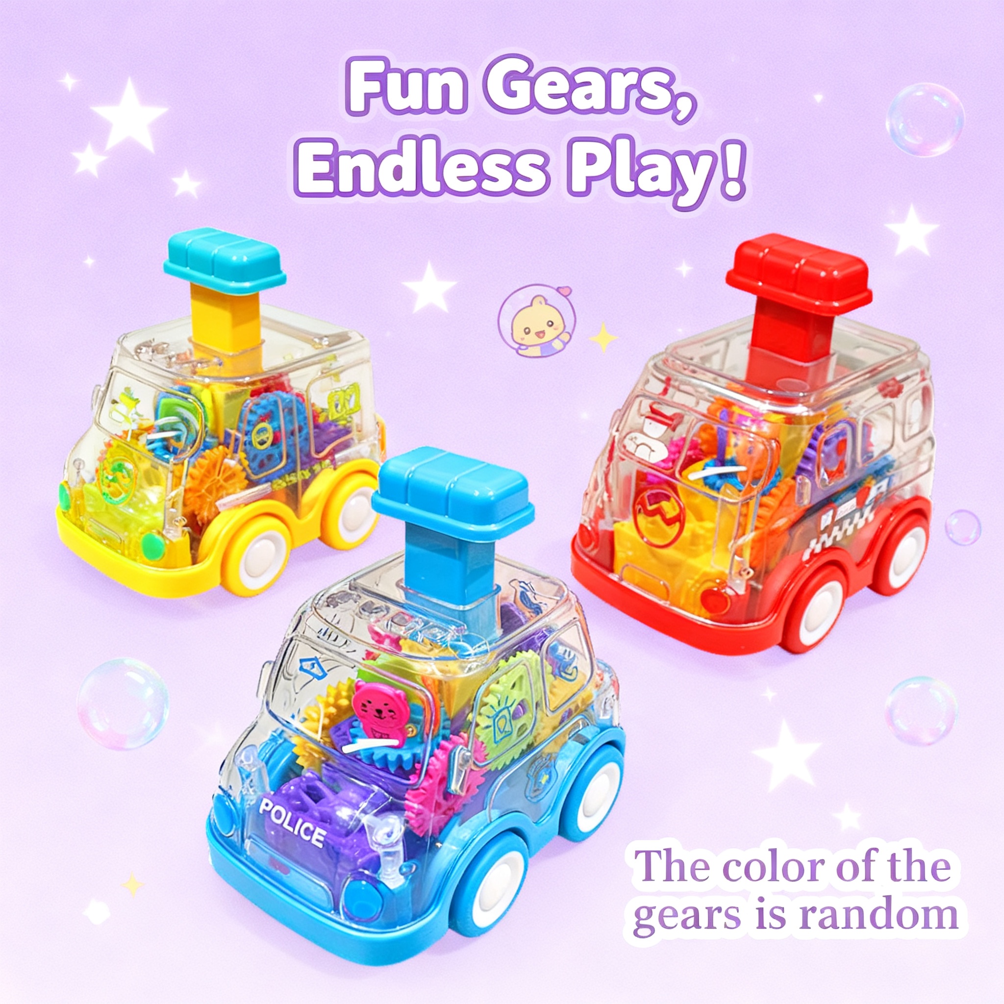 Kids Toys Variety - Transparent Inertia Rebound Car Toy Cartoon
