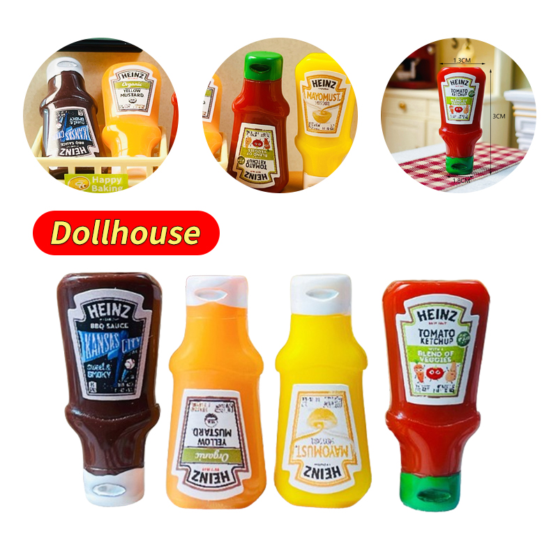 Kids Toys Home - 4Pcs Dollhouse Miniature Strawberry Sauce Jam