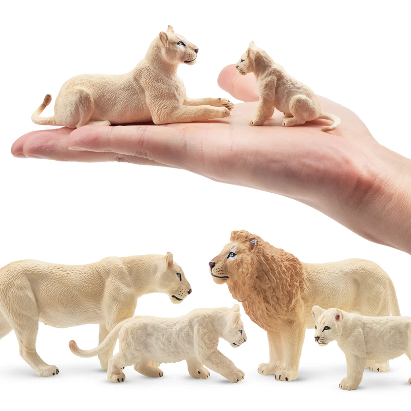 6Pcs Simulation White Lion Fam - Sandbox Play Set ulasan dan harga